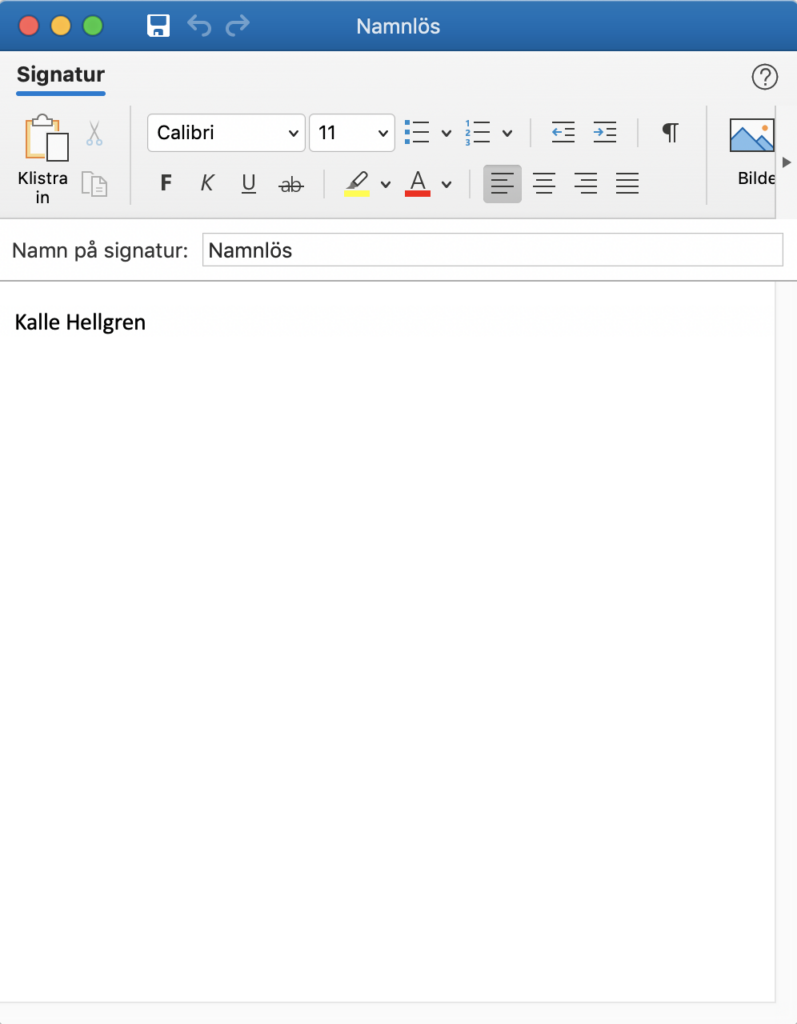 skapa signatur i outlook för mac